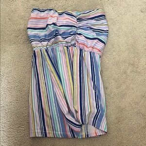 Colorful Striped Strapless Dress